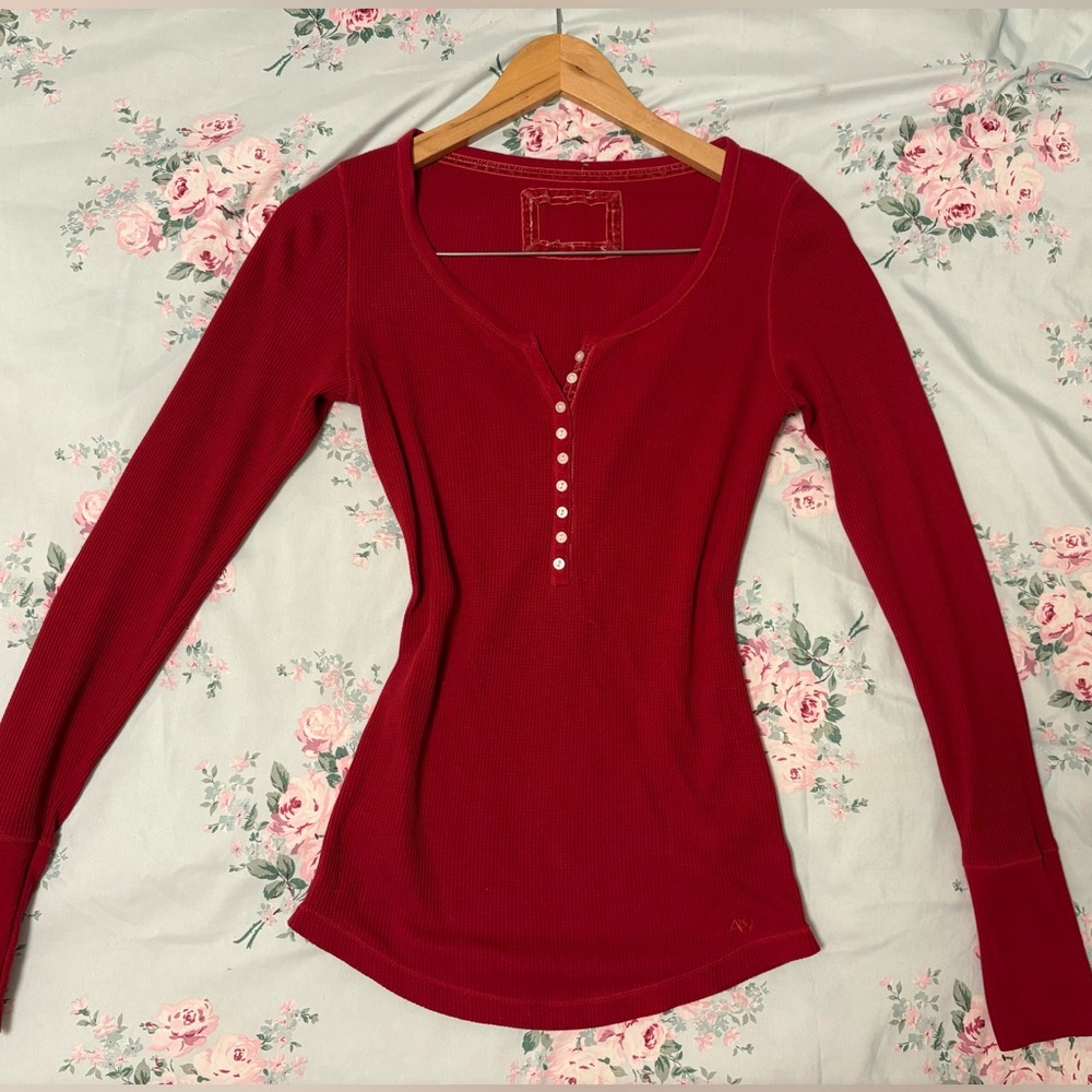 2000s aeropostale red henley top | elena gilbert top | bella swan top